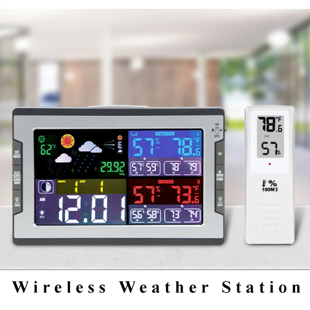 Digital High Quality Wireless Indoor Outdoor Temperature Humidity Weather Station Desk Clock