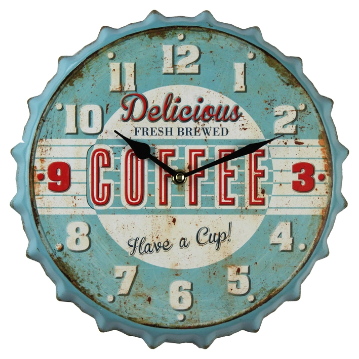 Latest Antique Beer Bottle Cap Special Wall Clock Customized Advertising Promotional Metal Beer Cap Bottle Cap Shape Wall Clocks