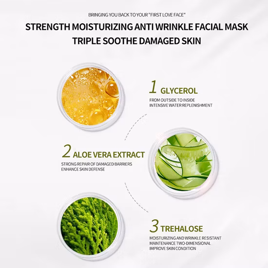 Cosmétiques hydratant blanchissant visage feuille de beauté masque Facial masque Facial au collagène