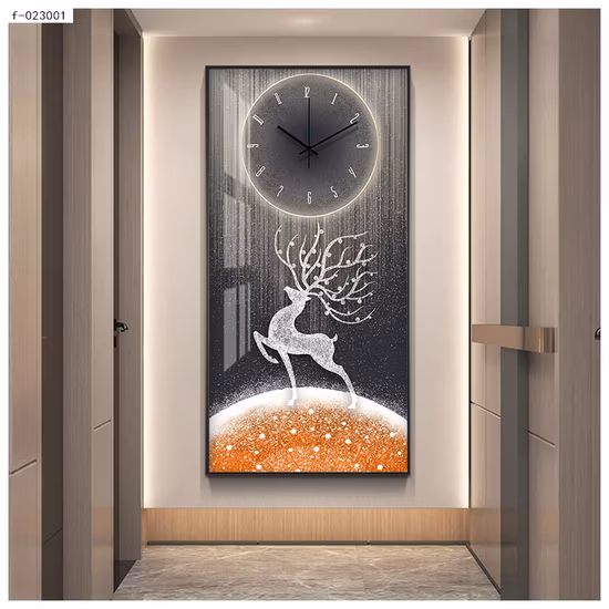 Horloge murale en cristal pour salon, entrée, peinture artistique, cadre de luxe
