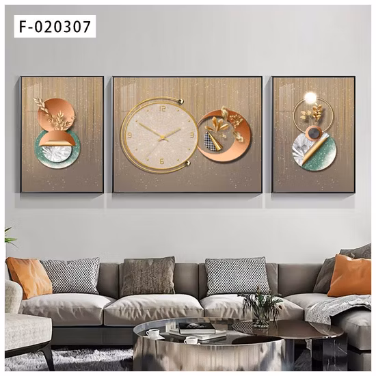 Ensemble de 3 pièces, horloge de peinture murale en porcelaine cristal, pour décoration murale